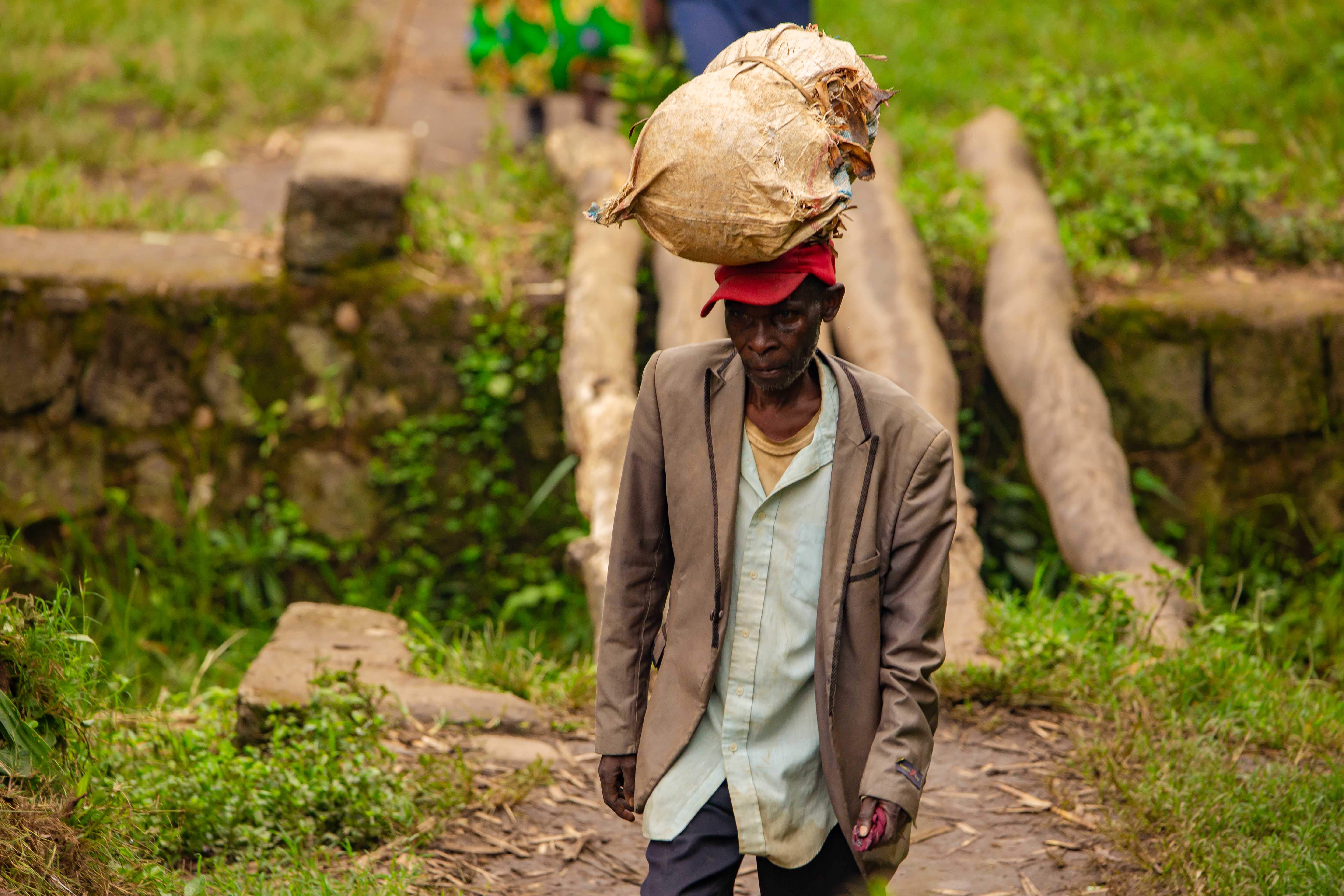 Volunteers working with local community members